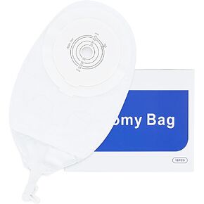 10PCS Urostomy Bag, One-Piece Ostomy Bag with Measure Card, Drain Pouches for Stoma Care (Max Cut 45mm)