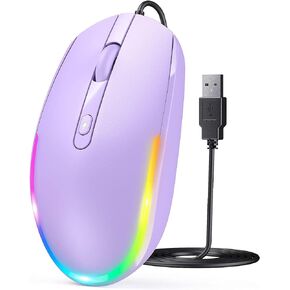 seenda Wired Mouse - USB Computer Mouse Wired with RGB Backlit Optical LED Mouse with Attached USB Cord for Laptops Notebooks Chromebook - Black