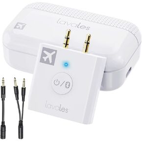 Bluetooth 5.3 Wireless Audio Transmitter, 3.5mm Jack, 32 Hours Battery Life, Dual Pairing, Low Latency, AptX Adaptive, Compatible with TVs, Speakers, Headphones