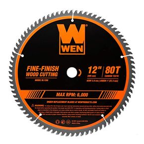 WEN BL1280C Apex 12-Inch 80-Tooth Carbide-Tipped Fine-Finish Industrial-Grade Woodworking Saw Blade with Cool-Cut Coating