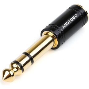 ANDTOBO 1/4''(6.35mm) Male to 1/8'' (3.5mm) Female Stereo Audio Jack Pure Copper Adapter for Headphone, Amp, 1 Pack-Black