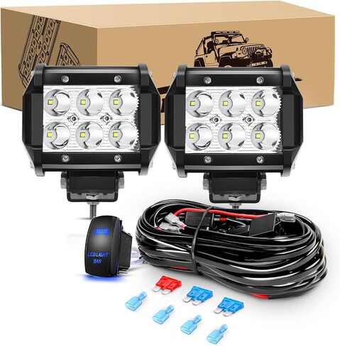 GOOACC LED ضوء بار 2 قطعة 4 بوصة 18 واط LED بقعة ضوء القرون 1260lm LED أضواء الضباب قبالة الطريق ضوء مصباح قيادة لشاحنة جيب ATV in Kuwait