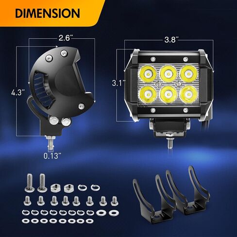 GOOACC LED ضوء بار 2 قطعة 4 بوصة 18 واط LED بقعة ضوء القرون 1260lm LED أضواء الضباب قبالة الطريق ضوء مصباح قيادة لشاحنة جيب ATV in Kuwait