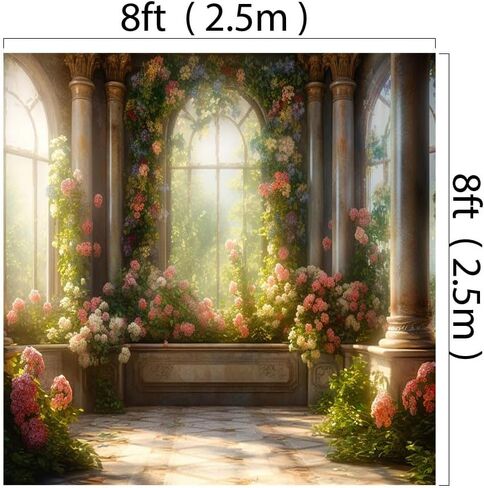 كيت ريترو القلعة خلفية رومانسية الزهور عتبة النافذة الزفاف صور خلفية التصوير استوديو الدعائم 7x5ft in Kuwait