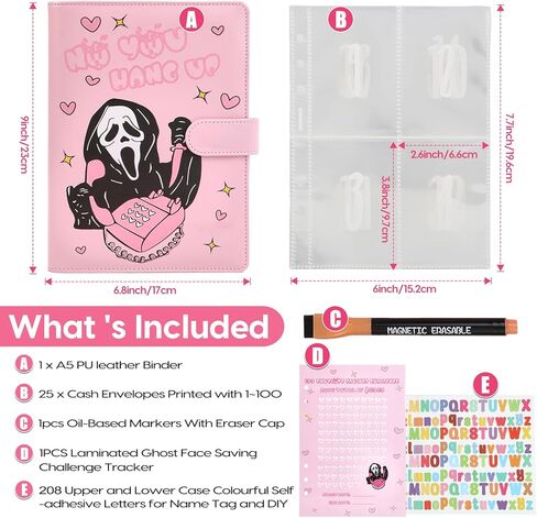 100 Envelope Savings Challenge Binder, 100 Challenge envelopes Binder, 100 Day Envelope Challenge $5000/5050 Cash Savings Binder/kit, Money Saver Challenge Book, Marker and Laminated Tracker Included in Kuwait