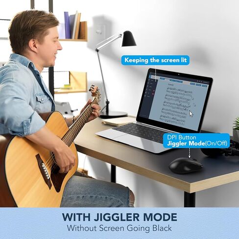 مجموعة لوحة مفاتيح وماوس لاسلكية، مسند للمعصم، حامل هاتف، ماوس Jiggler، لوحات مفاتيح مريحة خالية من التأخر 2.4 جيجا، مجموعة لاسلكية صامتة للكمبيوتر والكمبيوتر المحمول وأجهزة الكمبيوتر الشخصية وأجهزة Mac وWindows -SABLUTE in Kuwait