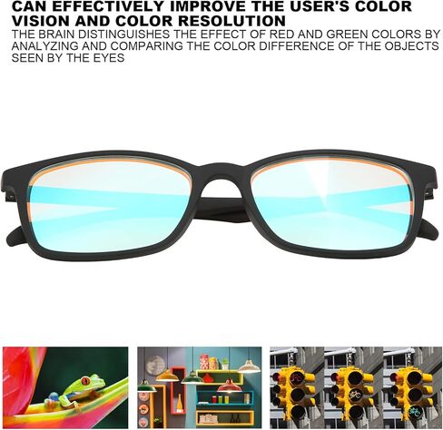 Color Blind Glasses, Full Frame Color Blindness Correction Glasses, Unisex Colorblind Glasses for Red Green Colorblindness, Color Vision Disorder, Color Weakness, Outdoor Indoor Use in Kuwait