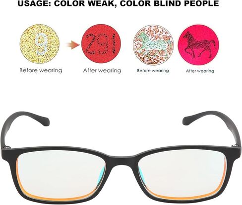Color Blind Glasses, Full Frame Color Blindness Correction Glasses, Unisex Colorblind Glasses for Red Green Colorblindness, Color Vision Disorder, Color Weakness, Outdoor Indoor Use in Kuwait