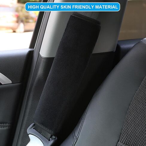 4 PCS Soft Auto Seat Belt Cover Seatbelt Shoulder Pad Cushions Compatible with All Cars and Backpacks Crossbody Packs Black Color in Saudi Arabia
