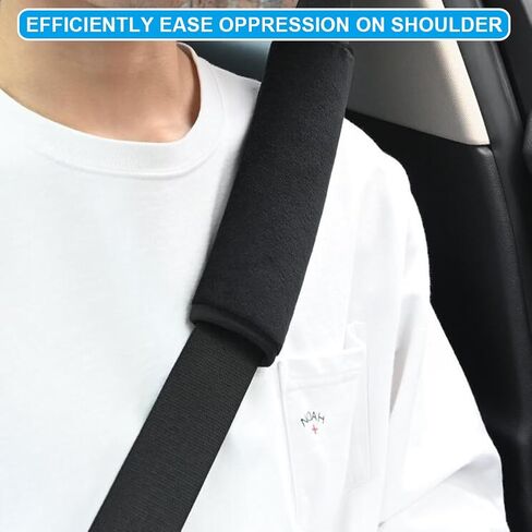 4 PCS Soft Auto Seat Belt Cover Seatbelt Shoulder Pad Cushions Compatible with All Cars and Backpacks Crossbody Packs Black Color in Saudi Arabia