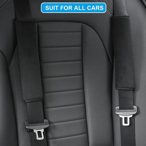 4 PCS Soft Auto Seat Belt Cover Seatbelt Shoulder Pad Cushions Compatible with All Cars and Backpacks Crossbody Packs Black Color in Saudi Arabia
