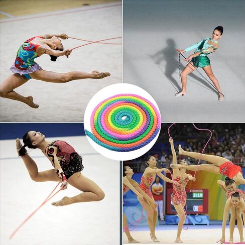 Exercise & Fitness Aerobic Gymnastic Skipping Rope 3 Meters Rainbow Rhythmic Gymnastics Arts Rope for Professional Competition Home Fitness Kids Playing in Saudi Arabia