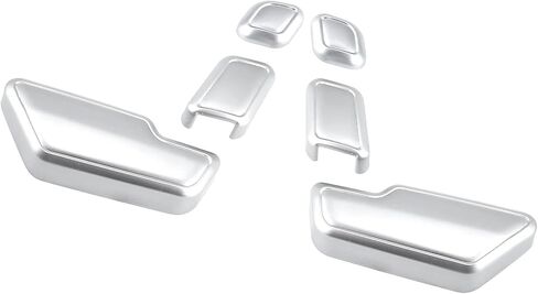 ACROPIX Left Right Car Interior Door Seat Adjust Button Switch Cover Trim Replacement Set Fit for Mercedes-Benz C300 - Pack of 6 Silver Tone in Saudi Arabia