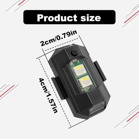 4 قطع مصابيح LED ستروب، 7 ألوان LED أضواء ستروب للطائرات وشحن USB لركوب الخيل الطائر المضاد للتصادمات الليلية إشارة ضوء الطوارئ للدراجات النارية، الدراجة، الطائرات بدون طيار، السيارة، قارب RC in Saudi Arabia