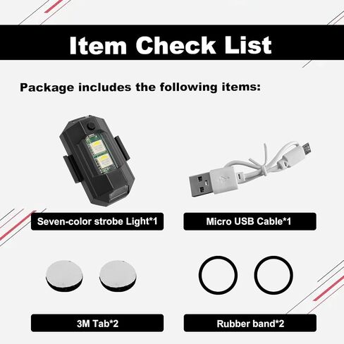 4 قطع مصابيح LED ستروب، 7 ألوان LED أضواء ستروب للطائرات وشحن USB لركوب الخيل الطائر المضاد للتصادمات الليلية إشارة ضوء الطوارئ للدراجات النارية، الدراجة، الطائرات بدون طيار، السيارة، قارب RC in Saudi Arabia