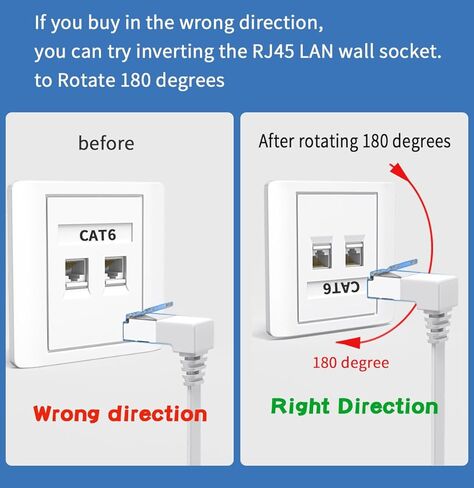 2Packs Right Angle Cat7 Ethernet Extension Cables Flat 0.5 FT,Right angle Down 90 Degree LAN Extended Cable Network Patch Cord Male to Female Connector for Router Modem Smart TV PC Computer Laptop in Kuwait