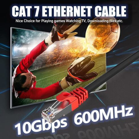 كابل إيثرنت Cat 7 بطول 500 قدم، كابل إيثرنت Cat 7 خارجي محمي ثلاثي، 24AWG عالي السرعة 10 جيجابت في الثانية 600 ميجا هرتز، دفن مباشر، مقاوم للماء، كابل شبكة SFTP LAN لألعاب جهاز التوجيه، 10 موصلات RJ45 in Kuwait