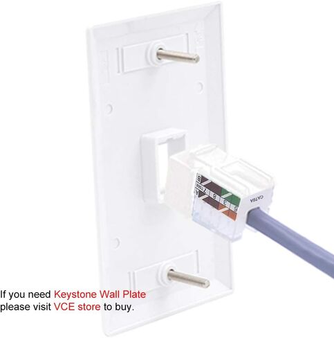 VCE RJ45 Cat6A Keystone Jack UL مُدرج في 25 حزمة، 10 جيجابت في الثانية، مقابس إيثرنت معيارية رفيعة، إدراج 110 نوع UTP 90 درجة، أبيض in Kuwait