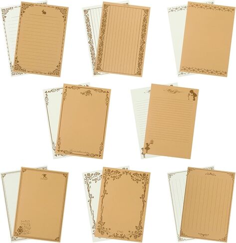 48 Sheets Stationery Set Vintage Stationary Paper Lined, Letter Writing Paper Size 5.7 X 8.4 Inch, Decorative Printer Paper For Invitation, Letter, Resume, Award, Diploma, Art, Craft, Certificate in Kuwait