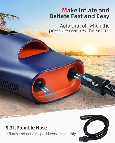 مضخة هواء كهربائية Abahub 22PSI SUP، نفخ وتفريغ تلقائي، مضخة ضغط عالية محمولة، موصل سيارة 12 DV لألواح التجديف القابلة للنفخ، قوارب الكاياك والقوارب in Kuwait