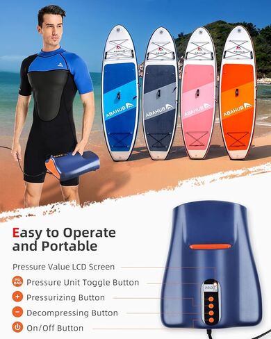 مضخة هواء كهربائية Abahub 22PSI SUP، نفخ وتفريغ تلقائي، مضخة ضغط عالية محمولة، موصل سيارة 12 DV لألواح التجديف القابلة للنفخ، قوارب الكاياك والقوارب in Kuwait