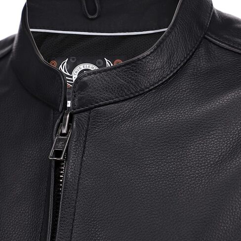 Mens Single Back Panel Leather Motorcycle Club Style Vest w/Concealed Carry Pockets (Black, Sizes S-5XL) in Kuwait