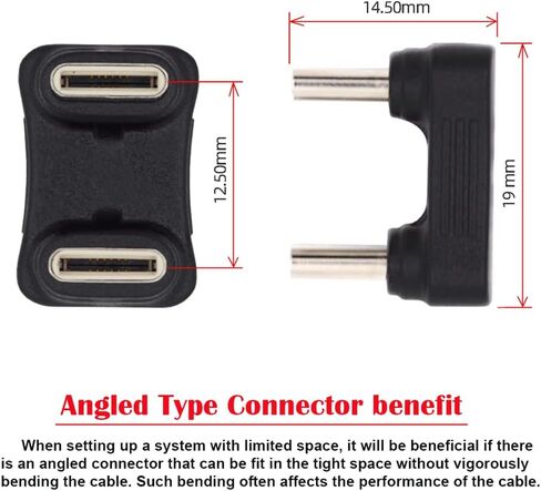 cablecc 480Mbps USB-C Type C Male to Male Coupler Extender Power Data Adapter Opposite U Shape Back Angled for Power Bank Phone Laptop in Saudi Arabia
