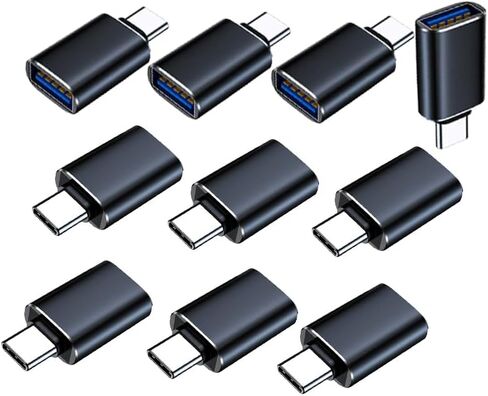 محول أنثى من النوع C ذكر إلى USB3.0 10 حزم، محول USB أنثى إلى USB C ذكر، موصل شحن USB من النوع C ومزامنة البيانات للكمبيوتر المحمول وشاحن السيارة وسماعة رأس الكمبيوتر وما إلى ذلك (10، أسود) in Kuwait