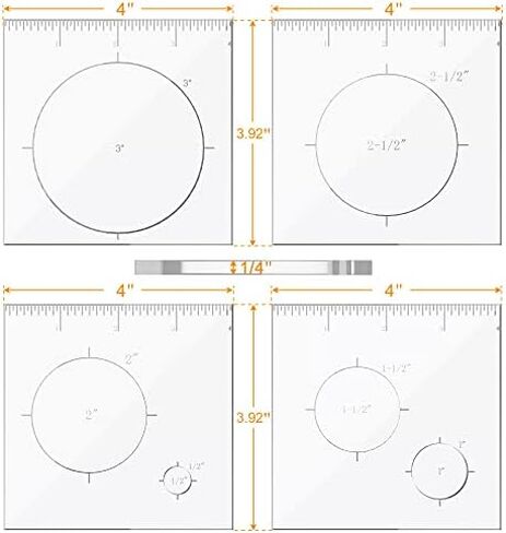Pack of 4 Circle Inlay Template Set Router Templates for Woodworking,Router Jig Templates Decorative Templates in Saudi Arabia
