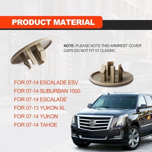 2pcs Armrest Cap Cover Compatible with 07-19 Tahoe Suburban Yukon Cadillac Escalade Seat Parts - Replaces 15279689 Vehicle Accessories Left or Right Rear Bucket Seats Arm Rest Handle Trim Bolt-Beige in Saudi Arabia