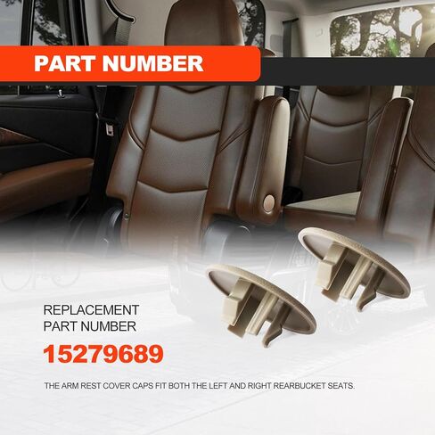 2pcs Armrest Cap Cover Compatible with 07-19 Tahoe Suburban Yukon Cadillac Escalade Seat Parts - Replaces 15279689 Vehicle Accessories Left or Right Rear Bucket Seats Arm Rest Handle Trim Bolt-Beige in Saudi Arabia