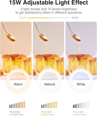 حامل هاتف علوي من Elitehood، مصباح حلقي علوي كبير مقاس 12 بوصة مع حامل وحامل هاتف، حامل هاتف قابل للتعديل مع ضوء لتسجيل الفيديو، متوافق مع هواتف iPhone وAndroid in Kuwait