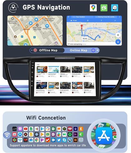 [8 CORE 2G+64G] Car Radio for Honda CRV 2012-2016 with Wireless Apple Carplay/Android Auto, 9 Inch Android 13 IPS Touch Screen Car Stereo, Bluetooth, GPS Navi, WiFi, SWC, DSP + Backup Camera in Saudi Arabia