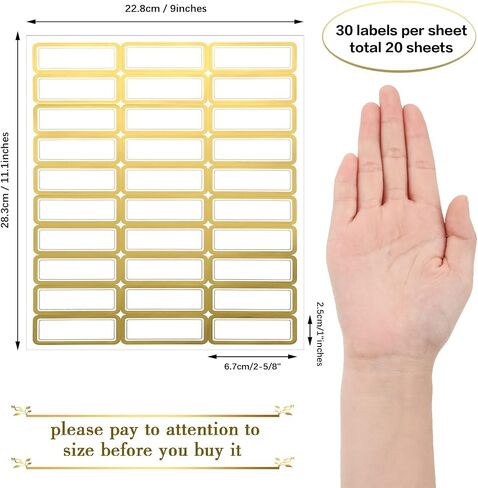20 Sheets Printable Shipping Labels Matte White with Metallic Gold Border, Writable Printable Adhesive Sticker Blank Shipping Labels(30 Pieces/Sheet,1 x 2.7 Inch) in Saudi Arabia