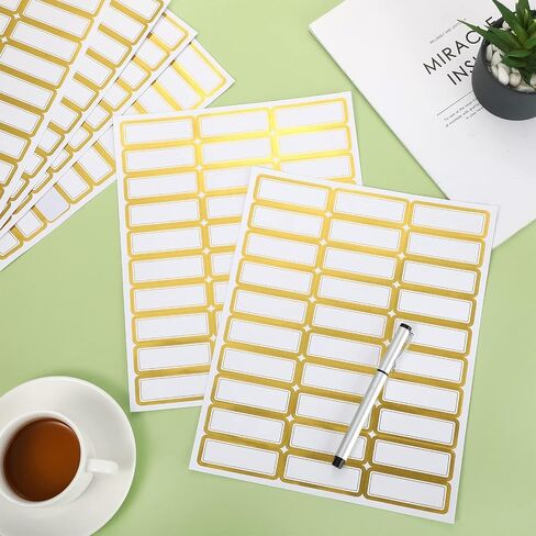 20 Sheets Printable Shipping Labels Matte White with Metallic Gold Border, Writable Printable Adhesive Sticker Blank Shipping Labels(30 Pieces/Sheet,1 x 2.7 Inch) in Saudi Arabia