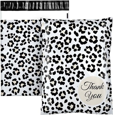 50 حزمة من حقيبة الشحن بولي ميلرز ليوبارد مع إغلاق ذاتي، حقائب بريدية كبيرة للأعمال الصغيرة - مظاريف شحن للملابس (15 × 19 بوصة، 50 حزمة، ليوبارد) in Kuwait