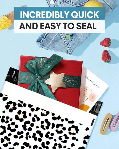 50 حزمة من حقيبة الشحن بولي ميلرز ليوبارد مع إغلاق ذاتي، حقائب بريدية كبيرة للأعمال الصغيرة - مظاريف شحن للملابس (15 × 19 بوصة، 50 حزمة، ليوبارد) in Kuwait