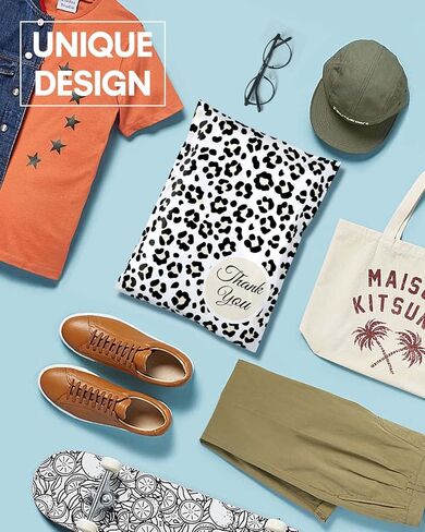 50 حزمة من حقيبة الشحن بولي ميلرز ليوبارد مع إغلاق ذاتي، حقائب بريدية كبيرة للأعمال الصغيرة - مظاريف شحن للملابس (15 × 19 بوصة، 50 حزمة، ليوبارد) in Kuwait