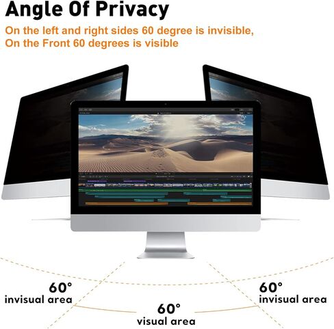 واقي شاشة للخصوصية قابل للإزالة بالكامل من بيرسيم متوافق مع شاشة خصوصية iMac مقاس 21.5 بوصة لأجهزة الكمبيوتر المكتبية من Apple، فلتر مضاد للوهج ومضاد للخدش وحجب الأشعة فوق البنفسجية بنسبة 16:9 in Kuwait