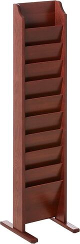 Wooden Mallet 10-Pocket Cascade Free-Standing Magazine Rack, Mahogany in Saudi Arabia