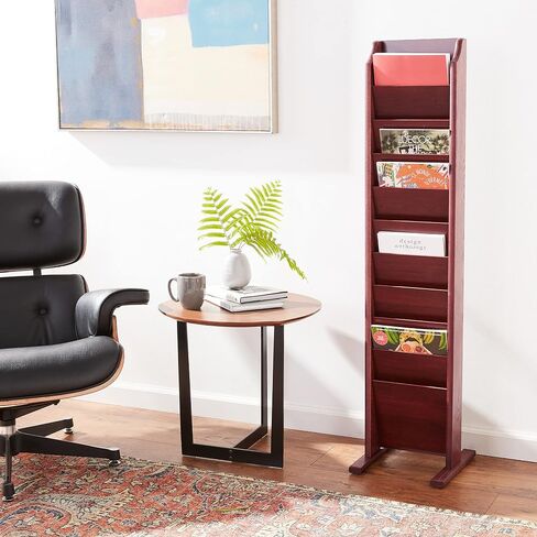 Wooden Mallet 10-Pocket Cascade Free-Standing Magazine Rack, Mahogany in Saudi Arabia