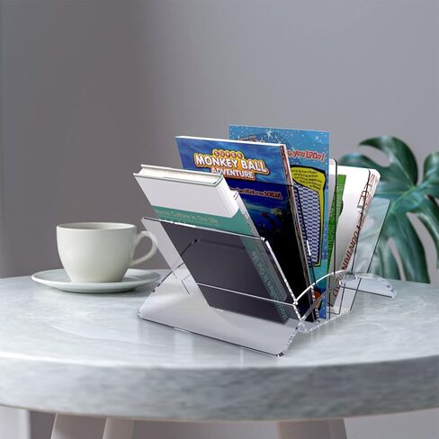 رف مجلة أكريليك شفاف كريستالي من الأكريليك المكتبي حامل مجلات سطح المكتب حامل عرض حامل ملفات المستندات منظم تخزين الرف للكتب والمجلات والمنشورات والمجلدات والأظرف in Kuwait