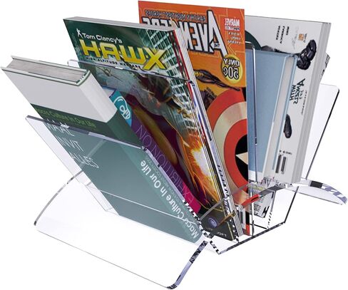 رف مجلة أكريليك شفاف كريستالي من الأكريليك المكتبي حامل مجلات سطح المكتب حامل عرض حامل ملفات المستندات منظم تخزين الرف للكتب والمجلات والمنشورات والمجلدات والأظرف in Kuwait