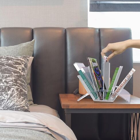 رف مجلة أكريليك شفاف كريستالي من الأكريليك المكتبي حامل مجلات سطح المكتب حامل عرض حامل ملفات المستندات منظم تخزين الرف للكتب والمجلات والمنشورات والمجلدات والأظرف in Kuwait