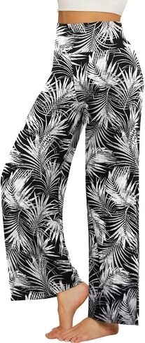 Yoga Pants Women, Wide Leg Black High Waisted Lounge Palazzo Casual Pants in Saudi Arabia