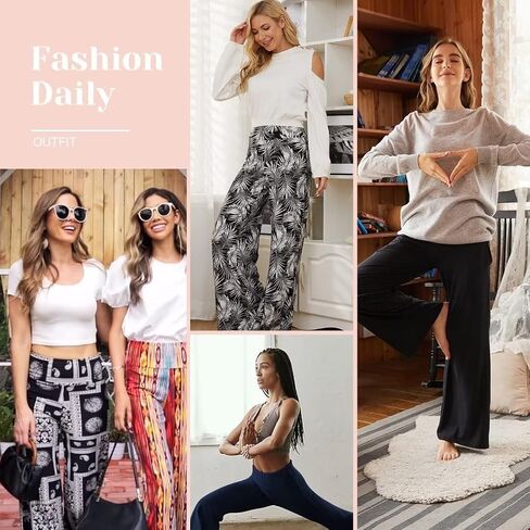 Yoga Pants Women, Wide Leg Black High Waisted Lounge Palazzo Casual Pants in Saudi Arabia