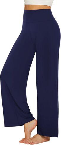 Yoga Pants Women, Wide Leg Black High Waisted Lounge Palazzo Casual Pants in Saudi Arabia