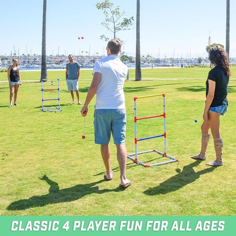 مجموعة ألعاب GoSports Premium Ladder Toss الخارجية مع 6 كرات بولو، وحقيبة حمل للسفر وأجهزة تتبع النتائج - اختر بين مجموعات الحجم القياسي والعملاق in Kuwait