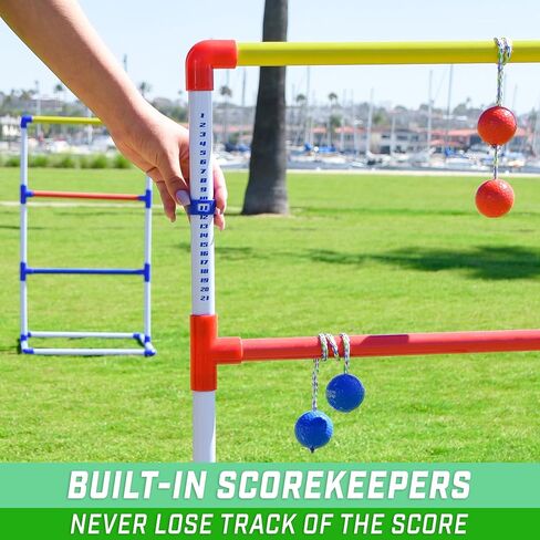مجموعة ألعاب GoSports Premium Ladder Toss الخارجية مع 6 كرات بولو، وحقيبة حمل للسفر وأجهزة تتبع النتائج - اختر بين مجموعات الحجم القياسي والعملاق in Kuwait