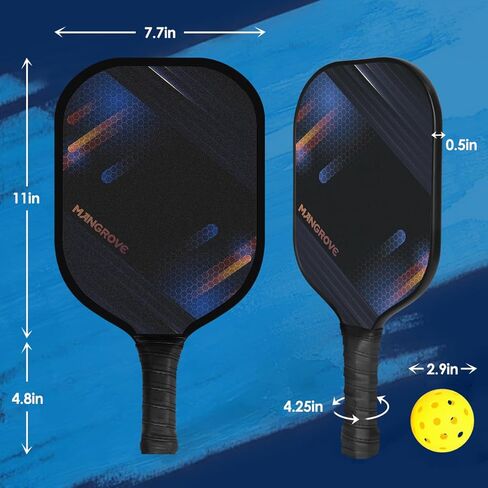 Mangrove Pickleball Paddles Set of 2, True Graphite Pickleball Paddle Set with 4 Ourdoor/Indoor Pickleball Balls & Carry Bag, Polypropylene Honeycomb Core, 4.25In Grip, Lightweight Pickleball Racket in Kuwait